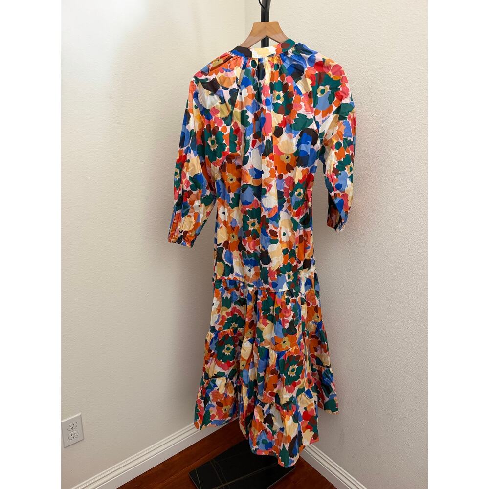 PROSPERINA ADELAIDE ORANGE MULTI FLORAL PRINT COTTON MAXI DRESS - Picture 6 of 8